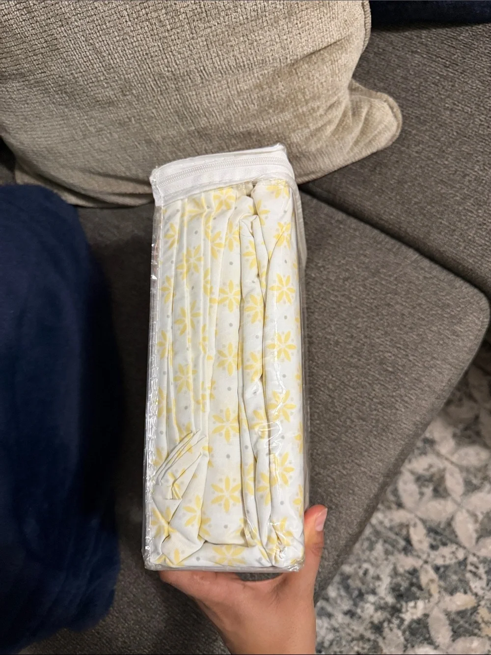 The Big One Queen Sheet Set in White with Yellow Floral Print